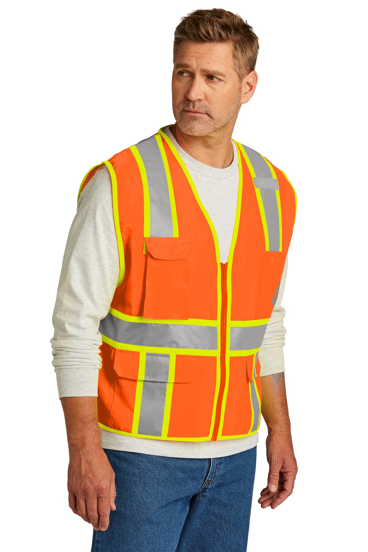 CornerStone ANSI 107 Class 2 Surveyor Zippered Two-Tone Vest. CSV105