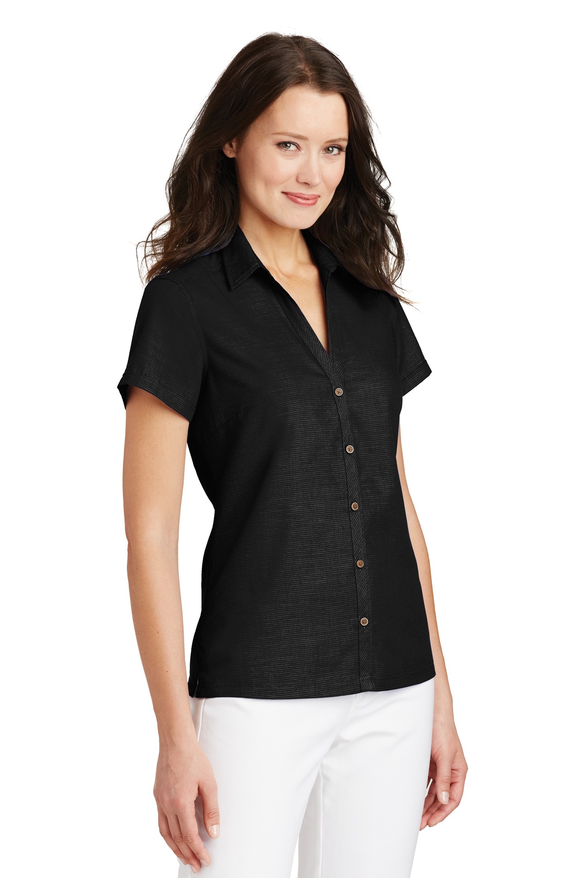 Port Authority Ladies Textured Camp Shirt. L662 | Blank Apparel by ZOME